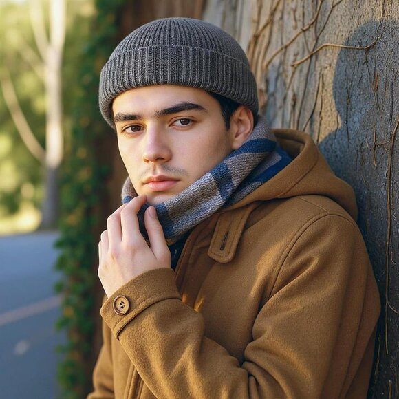 ⚡Unisex Black, Dark Gray, White, Apricot 4 Pieces Watch Hat Fisherman Beanie - Picture 7 of 7